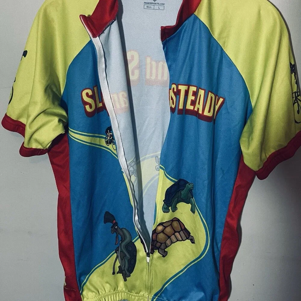 Peak 1 Sports Cycling Jacket Short Sleeves Zip Up Pockets Elastic Band Sz L